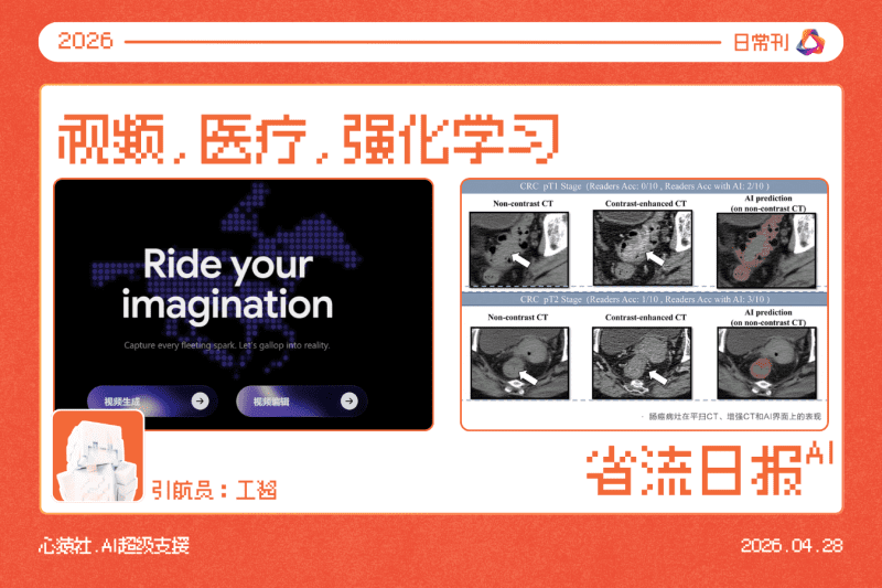 4.28日报丨视频，医疗，强化学习突破丨2026丨心猿社丨AI超级支援
